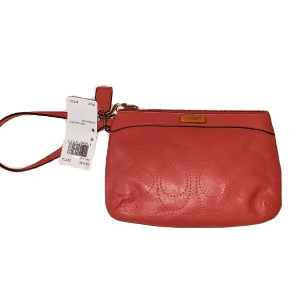 NWT pink Coach wristlet leather